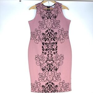 NWOT Olivia Matthews Dress Women's XL Flocked Velvet‎ Siren Sheath Knee Length